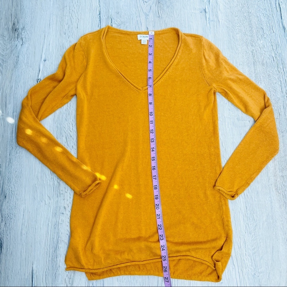 J. Crew Linen Blend V-Neck Mustard Yellow Sweater - Picture 7 of 10